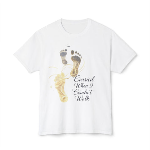 T-Shirt — "Carried When I Couldn't Walk" Angel Baby Footprints Memorial Tee