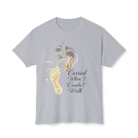 T-Shirt — "Carried When I Couldn't Walk" Angel Baby Footprints Memorial Tee