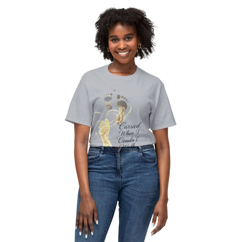 T-Shirt — "Carried When I Couldn't Walk" Angel Baby Footprints Memorial Tee