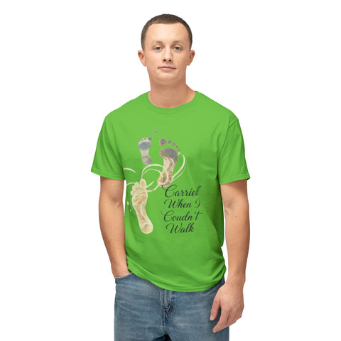 T-Shirt — "Carried When I Couldn't Walk" Angel Baby Footprints Memorial Tee