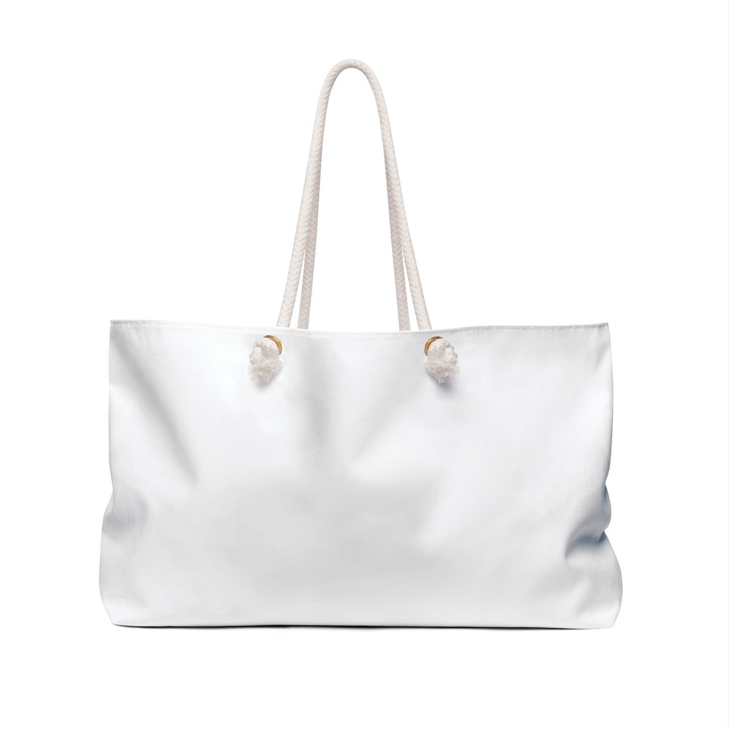Weekender Bag - White Travel Tote with Sparkle Script "Explorer" Design