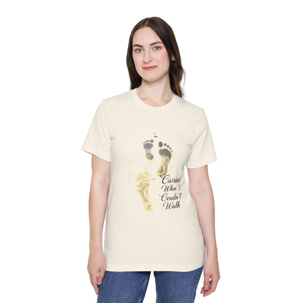 T-Shirt — 'Carried When I Couldn't Walk' Inspirational Footprints Tee