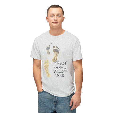 T-Shirt — "Carried When I Couldn't Walk" Angel Baby Footprints Memorial Tee