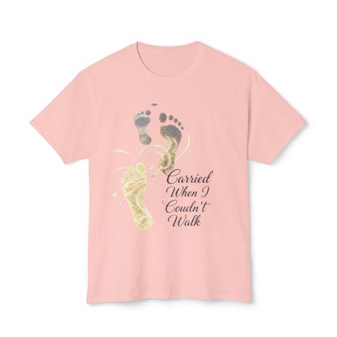 T-Shirt — "Carried When I Couldn't Walk" Angel Baby Footprints Memorial Tee
