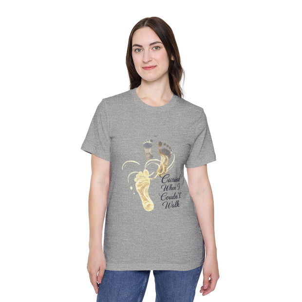 T-Shirt — 'Carried When I Couldn't Walk' Inspirational Footprints Tee