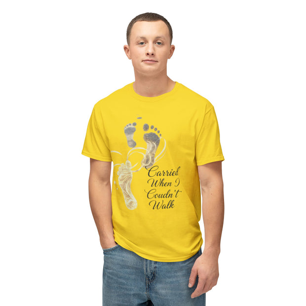T-Shirt — "Carried When I Couldn't Walk" Angel Baby Footprints Memorial Tee