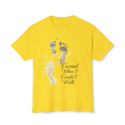 T-Shirt — "Carried When I Couldn't Walk" Angel Baby Footprints Memorial Tee