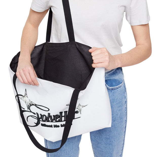 Weekender Tote Bag – EvolveHer 'About No More' Script Tote