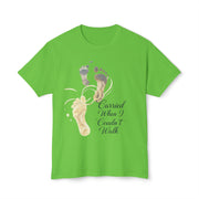 T-Shirt — "Carried When I Couldn't Walk" Angel Baby Footprints Memorial Tee