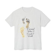 T-Shirt — "Carried When I Couldn't Walk" Angel Baby Footprints Memorial Tee