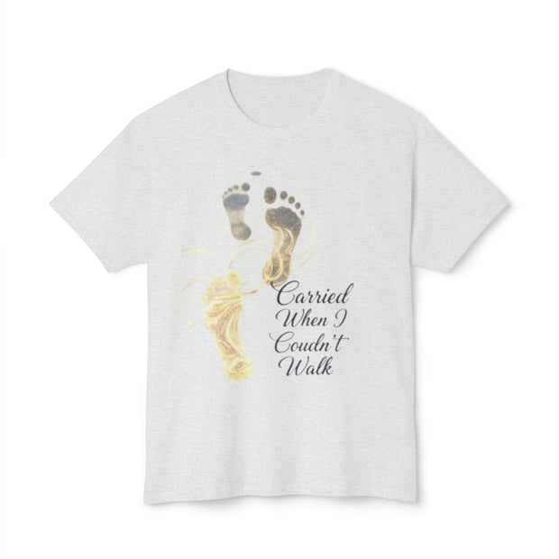 T-Shirt — "Carried When I Couldn't Walk" Angel Baby Footprints Memorial Tee