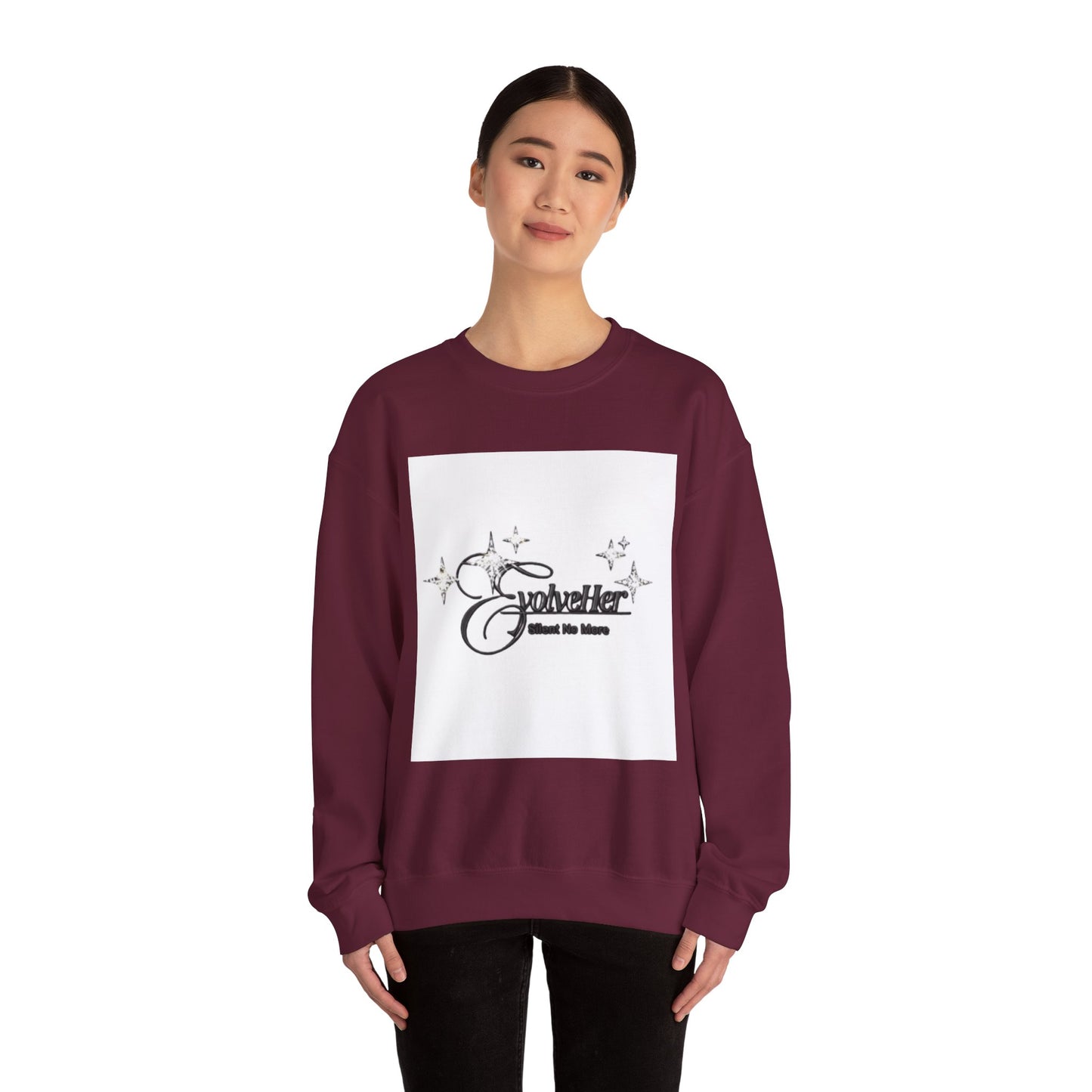 Crewneck Sweatshirt “SolveHer — Silent No More” Feminist Empowerment Logo