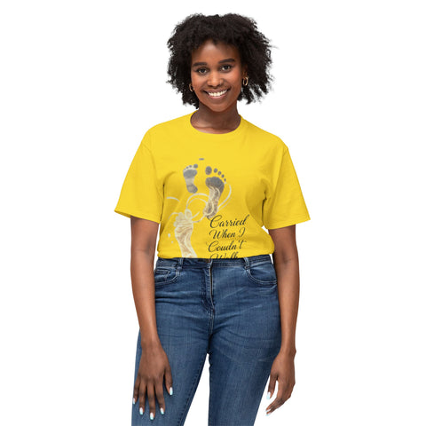 T-Shirt — "Carried When I Couldn't Walk" Angel Baby Footprints Memorial Tee